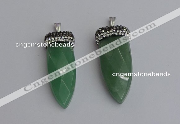 NGP7320 15*40mm - 16*45mm arrowhead green aventurine pendants