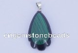 NGP733 17*34mm teardrop natural malachite & black agate with 18KGP pendant