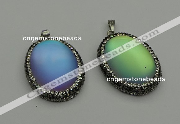 NGP7358 25*25mm oval glass pendants wholesale