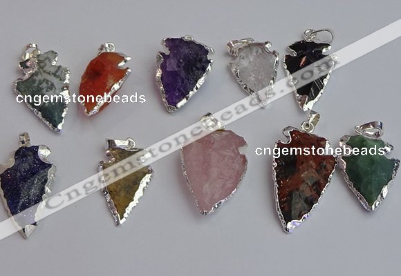 NGP7366 15*20mm - 22*40mm arrowhead mixed gemstone pendants