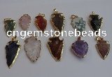 NGP7367 15*20mm - 22*40mm arrowhead mixed gemstone pendants