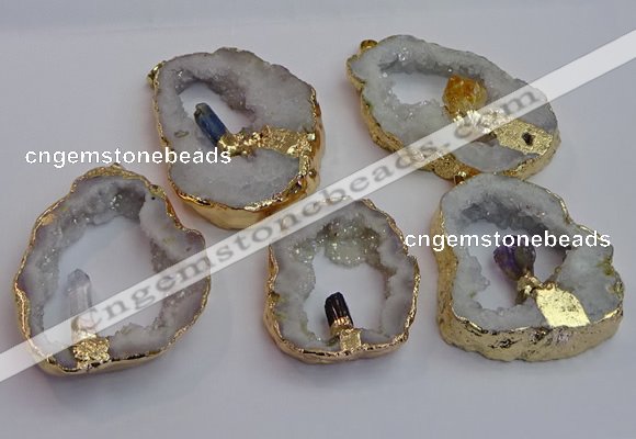 NGP7396 45*50mm - 50*55mm freeform druzy agate pendants