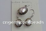 NGP7398 15*18mm - 18*22mm oval shell pearl jewelry sets