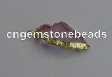 NGP7401 22*30mm - 25*40mm arrowhead plated druzy quartz pendants