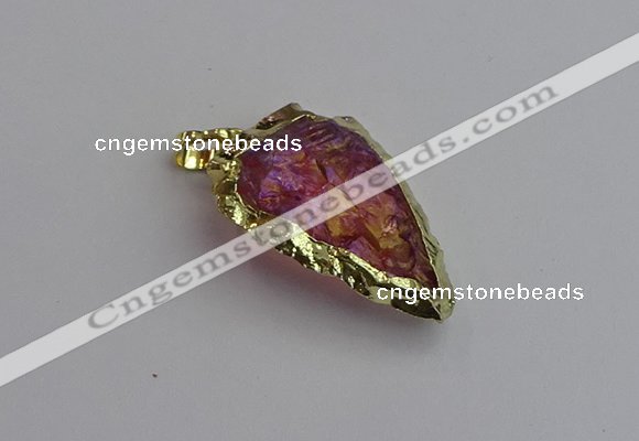 NGP7402 22*30mm - 25*40mm arrowhead plated druzy quartz pendants