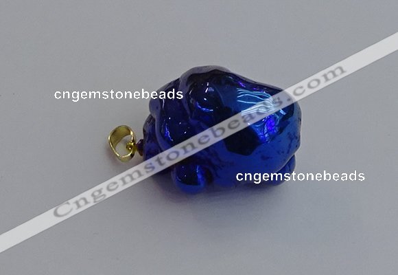 NGP7423 25*35mm - 35*40mm nuggets plated agate pendants