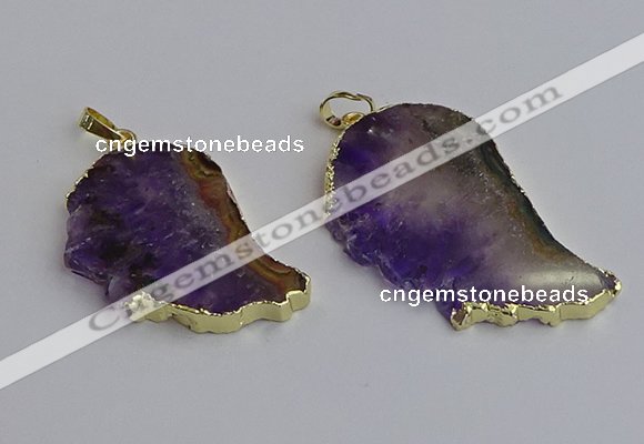 NGP7434 25*45mm - 30*50mm freeform druzy amethyst pendants