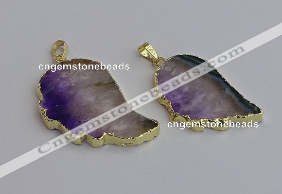 NGP7435 25*45mm - 30*50mm freeform druzy amethyst pendants