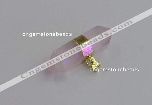 NGP7442 12*45mm sticks rose quartz pendants wholesale