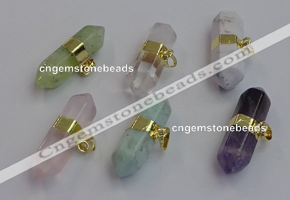 NGP7455 12*45mm sticks mixed gemstone pendants wholesale