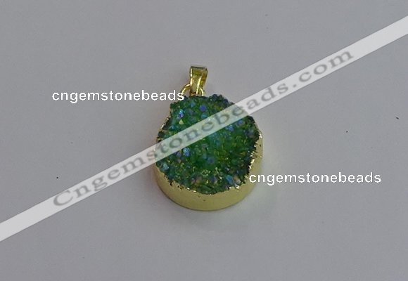 NGP7461 20mm coin plated druzy agate gemstone pendants