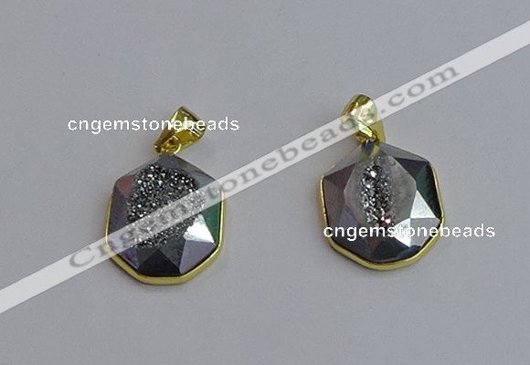 NGP7465 16*18mm freeform plated druzy agate gemstone pendants