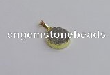 NGP7475 15mm coin plated druzy agate gemstone pendants