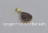 NGP7485 15*20mm flat teardrop plated druzy agate gemstone pendants