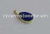 NGP7486 15*20mm flat teardrop plated druzy agate gemstone pendants