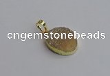 NGP7490 15*20mm oval plated druzy agate gemstone pendants