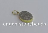 NGP7491 15*20mm oval plated druzy agate gemstone pendants