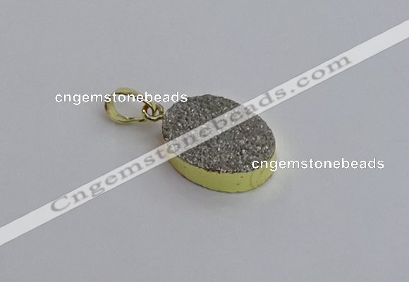 NGP7491 15*20mm oval plated druzy agate gemstone pendants