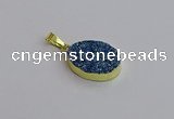 NGP7493 15*20mm oval plated druzy agate gemstone pendants