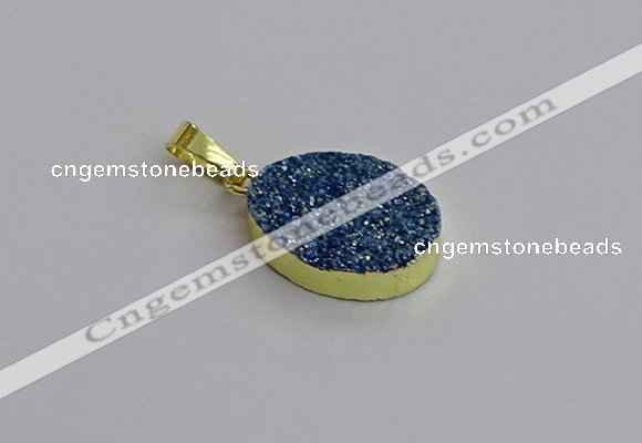NGP7493 15*20mm oval plated druzy agate gemstone pendants