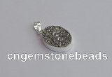 NGP7505 15*20mm oval plated druzy agate gemstone pendants