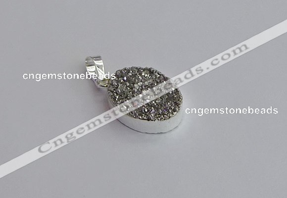 NGP7505 15*20mm oval plated druzy agate gemstone pendants