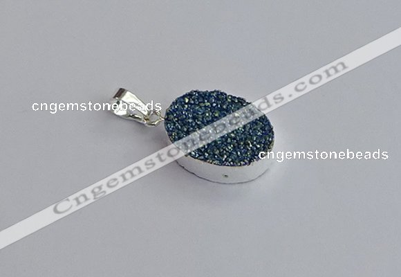 NGP7507 15*20mm oval plated druzy agate gemstone pendants