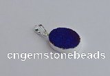 NGP7509 15*20mm oval plated druzy agate gemstone pendants