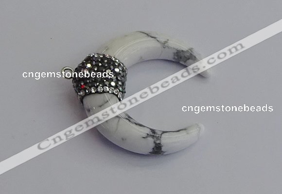 NGP7526 35*38mm horn white howlite pendants wholesale