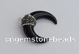 NGP7530 35*38mm horn black agate pendants wholesale