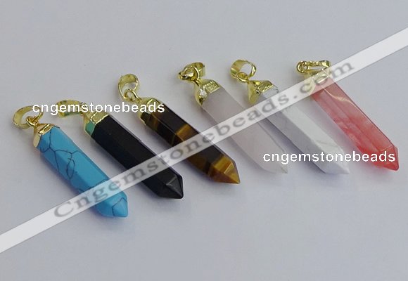 NGP7550 8*40mm sticks mixed gemstone pendants wholesale