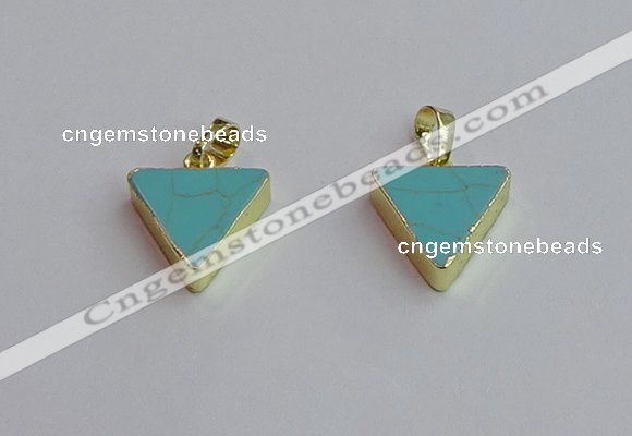 NGP7563 15*16mm triangle white howlite turquoise pendants