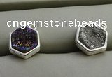 NGP7571 12*12mm hexagon plated druzy agate pendants wholesale