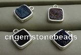 NGP7576 12*12mm square plated druzy agate pendants wholesale