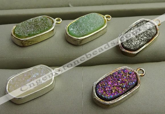 NGP7580 10*15mm oval plated druzy agate pendants wholesale