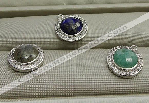 NGP7591 11mm coin mixed gemstone pendants wholesale