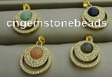 NGP7602 15mm coin mixed gemstone pendants wholesale