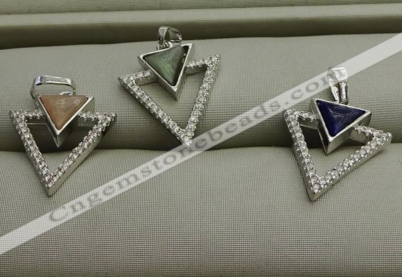 NGP7604 16*19mm arrowhead mixed gemstone pendants wholesale