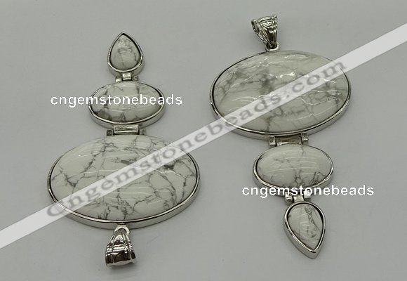 NGP8011 50*82mm - 52*86mm white howlite pendant set jewelry