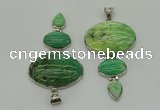 NGP8028 50*82mm - 52*86mm grass agate pendant set jewelry