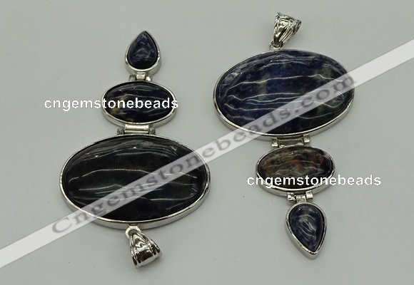 NGP8030 50*82mm - 52*86mm sodalite gemstone pendant set jewelry