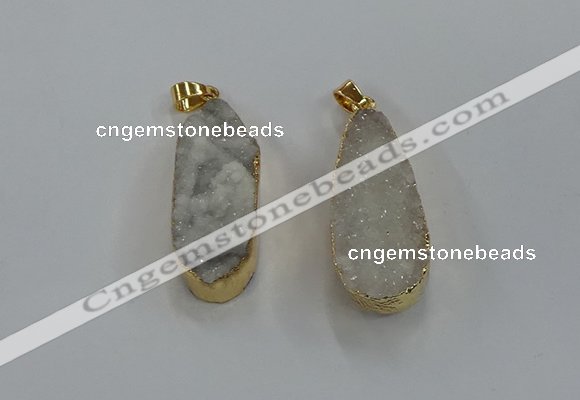 NGP8500 15*33mm - 17*40mm flat teardrop druzy agate pendants