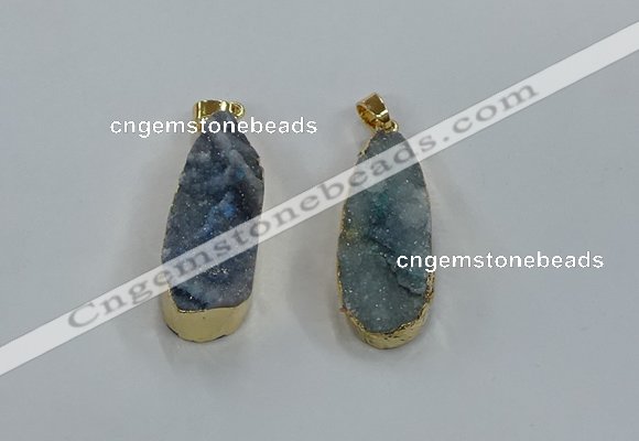 NGP8505 15*33mm - 17*40mm flat teardrop druzy agate pendants