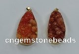 NGP8512 25*48mm - 27*52mm flat teardrop druzy agate pendants