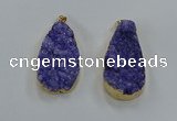 NGP8513 25*48mm - 27*52mm flat teardrop druzy agate pendants