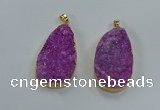 NGP8514 25*48mm - 27*52mm flat teardrop druzy agate pendants