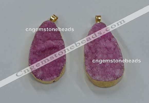 NGP8515 25*48mm - 27*52mm flat teardrop druzy agate pendants