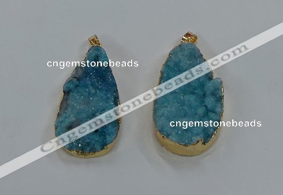 NGP8516 25*48mm - 27*52mm flat teardrop druzy agate pendants