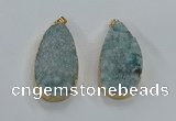 NGP8517 25*48mm - 27*52mm flat teardrop druzy agate pendants