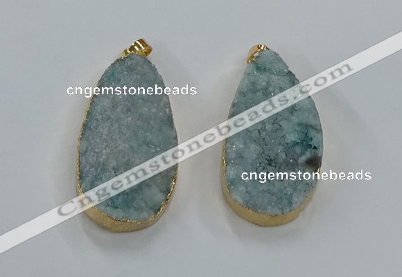 NGP8517 25*48mm - 27*52mm flat teardrop druzy agate pendants